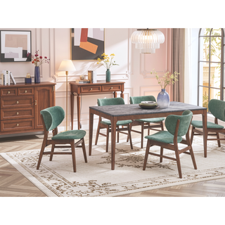 Sunvega Mid-Century Modern Dining Table with Walnut Finish and Sleek Design