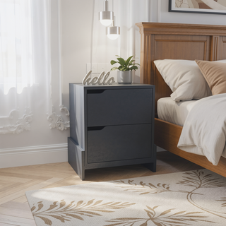 Sunvega Luss Nightstand with Two Spacious Drawers and Sleek Modern Design