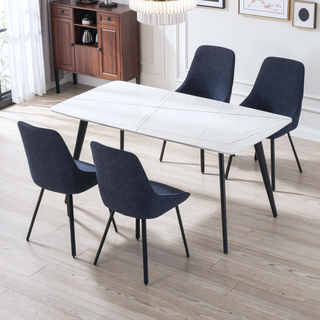 Sunvega 70 inch White Porcelain Kitchen Dining Table for 4-8 People