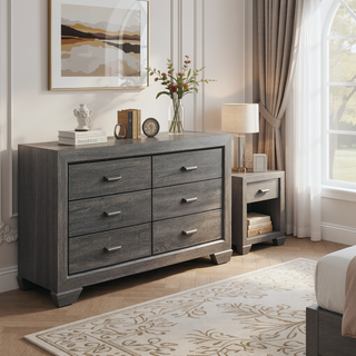 Sunvega Natural Finish Contemporary Nightstand with Two Dovetail Drawers and Flat Black Cup Pulls