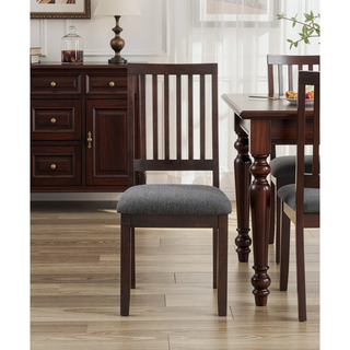 Sunvega 5-Piece Dining Set with Espresso Finish and Gray Tweed Chairs