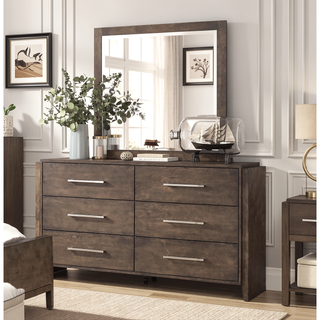 Sunvega Solid Rubberwood Nightstand with Two Drawers in Dark Walnut Finish