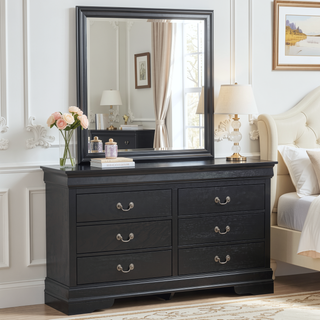 Sunvega Black Traditional Dresser with Spacious Drawers for Bedroom Organization