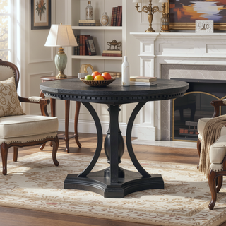 Sunvega Retro 5-Piece Extendable Round Dining Table and 4 Chairs for Kitchen