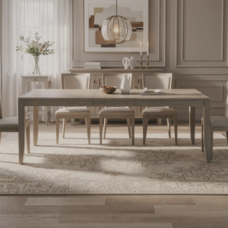 Sunvega Modern Contemporary Gray Finish Oak Wood Dining Table with Extension Leaf