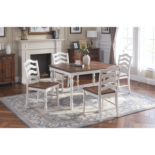 Sunvega 5 Piece Counter-Height Dining Set with Oak Top Table and 4 Ladder Back Chairs