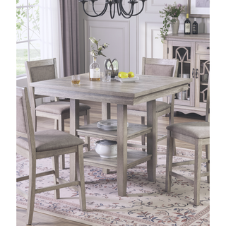 Sunvega Counter Height Dining Set with Shelve Base Table and Ladder Back Chairs