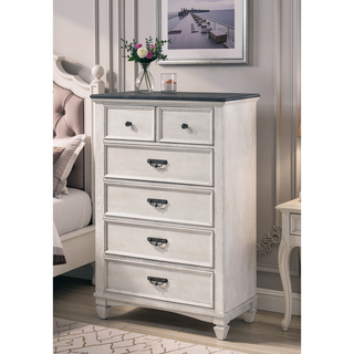 Sunvega Transitional Two-Tone Finish Nightstand with Two Storage Drawers