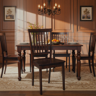 Sunvega Modern Cappuccino 5-Piece Dining Set with Rectangular Table and Four Chairs