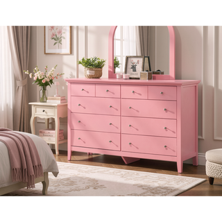 Sunvega Bright Pink Dresser with Spacious Drawers for Easy Organization