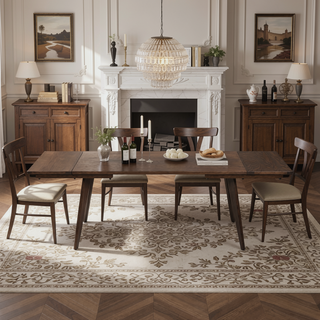 Sunvega Solid Red Oak Wood Bench with Tapered Legs for Dining and Entryway