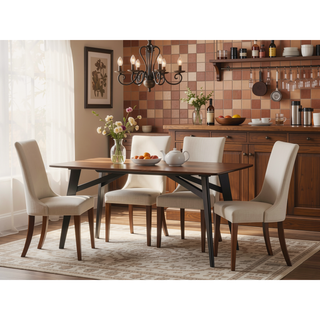 Sunvega Eliora Black Finish Wooden Dining Table with Fixed Table Top
