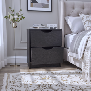 Sunvega White Double Drawer Nightstand with Large Top Surface and Spacious Storage