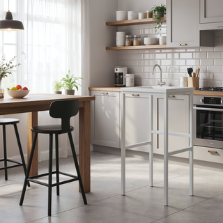 Sunvega Contemporary High Gloss White and Chrome 5-Piece Pub Set