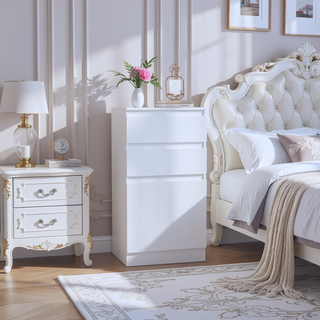 Sunvega White Jewelry Box with Flip Top Mirror and Two Drawers