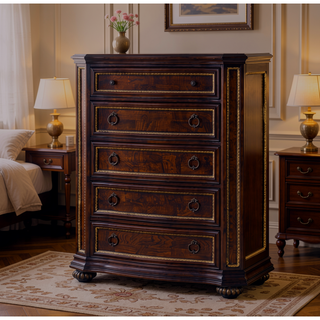 Sunvega Cherry Nightstand with Carved Bun Feet and Velvet Lined Drawer