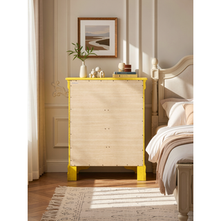 Sunvega Traditional Style Yellow Chest with Four Dovetailed Drawers and Metal Guides
