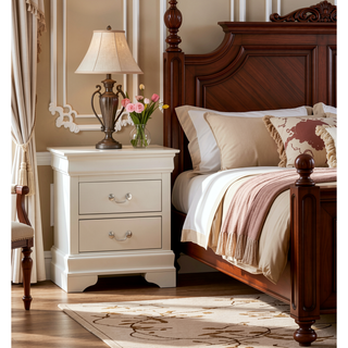 Sunvega Silver Champagne Nightstand with Two Drawers for Compact Spaces