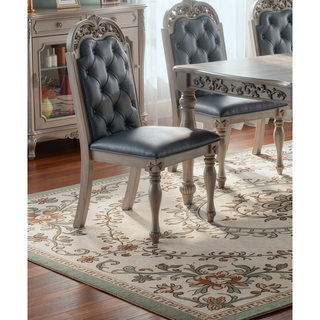 Sunvega Antique Design Silver Grey Finish Rubberwood Formal Dining Table