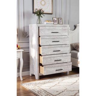 Sunvega Modern 5-Drawer Chest in Natural Rustic Made from Solid and Manufactured Wood