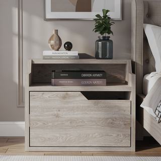 Sunvega Floating Nightstand with Spacious Drawer and Two-Tier Top for Bedroom Storage