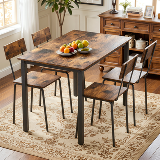 Sunvega 5-Piece Modern Dining Table Set with MDF Top and Iron Frame for 4