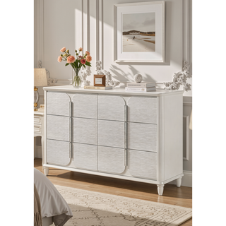 Sunvega Sleek Modern Nightstand with Two Spacious Drawers in Pearl White Finish