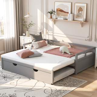 Sunvega Extending Daybed with Trundle for Spontaneous Guests from Twin to King Size