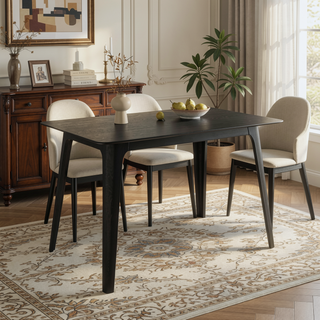 Sunvega Mid-Century Modern Dining Table with Durable Rubberwood Frame and Faux Wood Top