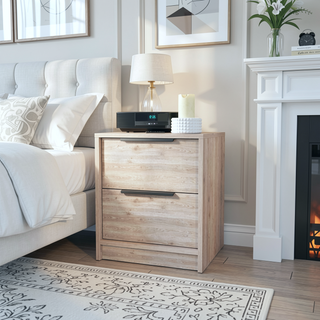Sunvega Modern 18 Inch High Nightstand with Two Large Storage Drawers