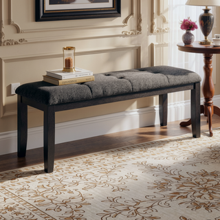 Sunvega Contemporary Fabric Upholstery Dining Bench with Block Legs