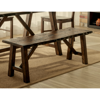 Sunvega Industrial U-shaped Metal Bench Base with Two-Tone Walnut and Black Finish