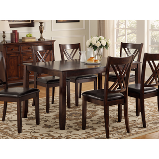 Sunvega Brown Espresso Finish Transitional 7-Pc Dining Set with Lattice Chairs