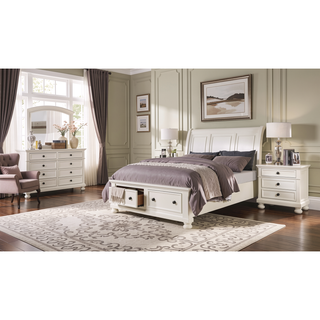 Sunvega White Finish 5 Dovetail Drawers Chest with Antique Bronze Knobs