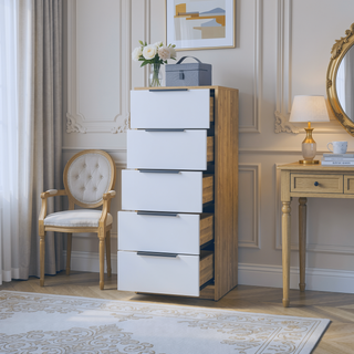 Sunvega Five Drawer Dresser with Easy Assembly for Bedroom Storage