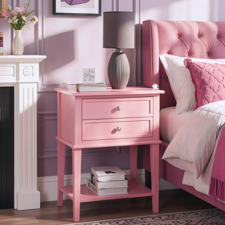 Sunvega Elegant Contemporary Nightstand with Open Shelf for Compact Storage