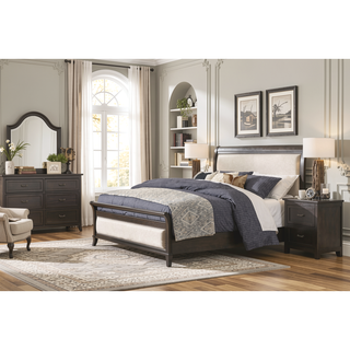 Sunvega Transitional Style Dark Cherry Finish Wood Nightstand with 2 Dovetail Drawers