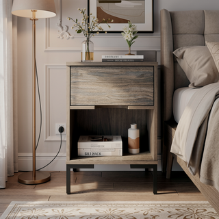 Sunvega Rolland Nightstand with Spacious Drawer and Open Storage Space