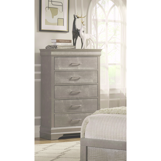Sunvega Modern Glam Champagne Finish Crystal Diamond Tufted Crocodile Texture Nightstand