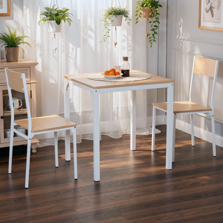 Sunvega 3-Piece Cottage Style Square Dining Table Set with 2 Chairs for Small Space