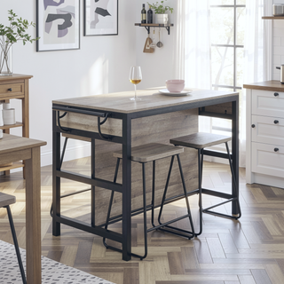 Sunvega Weathered Driftwood Finish Counter Dining Set with Two Drawers