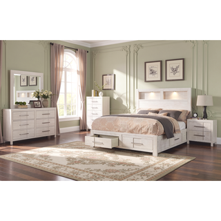 Sunvega Transitional White Solid Wood Chest with English Dovetail Five Drawers