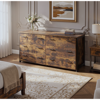 Sunvega Industrial Style Dresser with Rustic Oak and Black Finish
