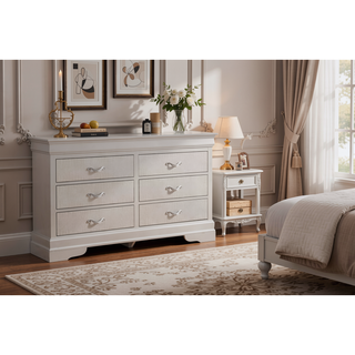 Sunvega Silver Champagne Nightstand with Two Spacious Drawers for Bedroom