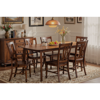 Sunvega Mid-century Modern Rectangular Dining Table with Warm Wood Finish