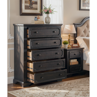 Sunvega Rustic Style Traditional Design 3-Drawers Nightstand with Charcoal Finish