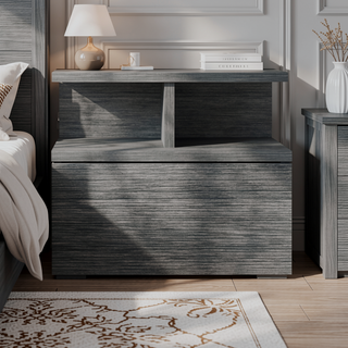 Sunvega Floating Nightstand with Drawer and Shelf in Smokey Oak Finish
