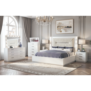 Sunvega Modern 5 Drawer Chest with Mirror Lid Top and Jewelry Tray