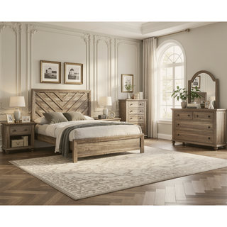 Sunvega Contemporary Light Brown Wood Nightstand with Two Storage Drawers