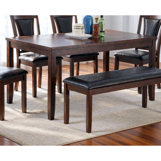 Sunvega Contemporary Walnut Black Dining Table Set With 4 Chairs And Bench